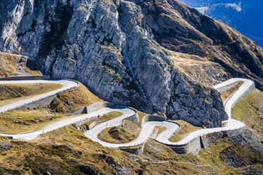 Switzerland, Tessin, Tremola, Aerial view of Gotthard Pass - STSF01381