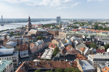 Latvia, Riga, Old town, with Riga Cathedral and St. Peter's Church, Daugava river - CSTF01475