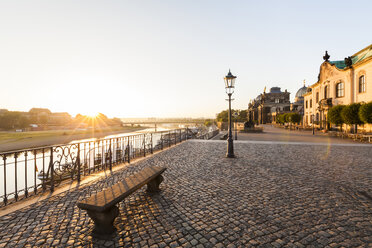 Germany, Dresden, Bench at Bruehl's Terrace - WDF04215