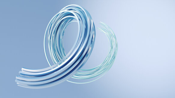 3D Rendering, swirl on blue background - AHUF00438