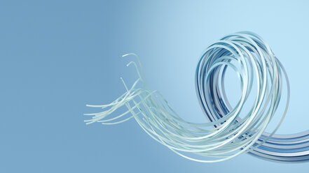 3D Rendering, swirl on blue background - AHUF00439