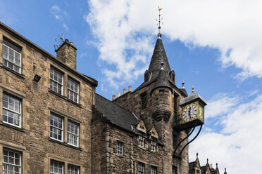 Great Britain, Scotland, Edinburgh, Tolbooth Clock at Royal Mile - FOF09553