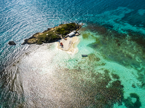 Westindien, Antigua und Barbuda, Antigua, Kaktusfeigeninsel, Strand, lizenzfreies Stockfoto