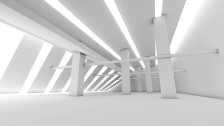 Weißer futuristischer Raum, 3D Rendering - SPCF00262