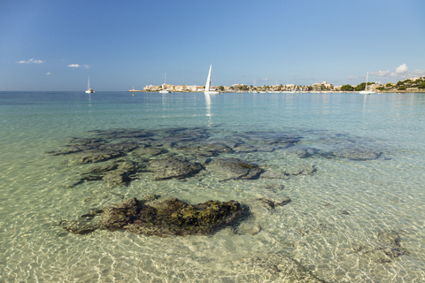 Spain, Baleares, Ses Salines, Colonia de Sant Jordi, Coast of Platja d'es Dolc stock photo