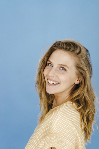 Portrait of happy young woman stock photo