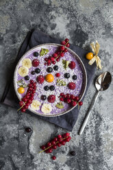 Joghurt mit Früchten, Heidelbeere, Johannisbeere, Himbeere, Kiwi, Banane, Physalis - SARF03425