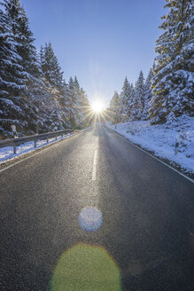 Deutschland, Niedersachsen, Nationalpark Harz, Landstraße am Morgen - PVCF01197