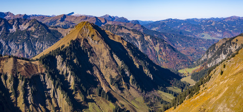 Deutschland, Bayern, Allgäu, Allgäuer Alpen, Kegelkopf und Dietersbachtal, lizenzfreies Stockfoto