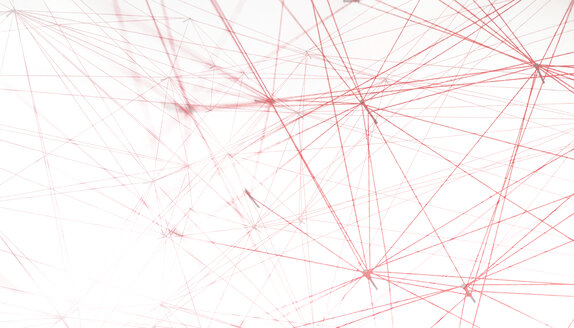 Networking, rote Fäden auf weißem Hintergrund - CMF00757