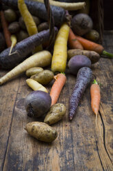 Winter vegetables, carrot, beetroot, potato and parsnip - LVF06477
