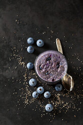 Dessert of chia seeds, cacao nibs and blueberries - CSF28608