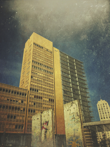 Deutschland, Berlin, Potsdamer Platz, Teile der Berliner Mauer, lizenzfreies Stockfoto