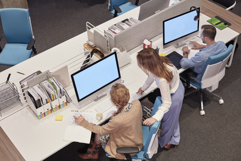 People working in big modern office stock photo