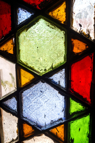 Stained-glass window, full frame stock photo
