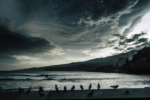 Spain, Tenerife, Puerto de la Cruz Atlantic in the morning stock photo