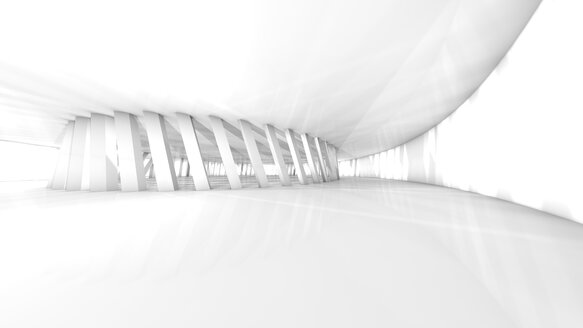 Leere weiße Halle in einem modernen Gebäude, 3D Rendering - SPCF00269