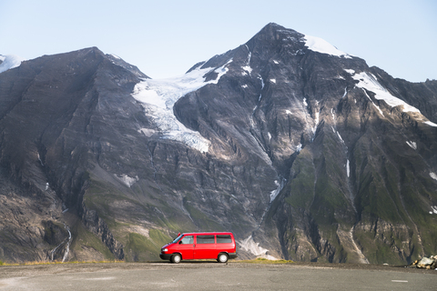 Austria, Salzburg State, VW Bus parked at Grossglockner High Alpine Road stock photo