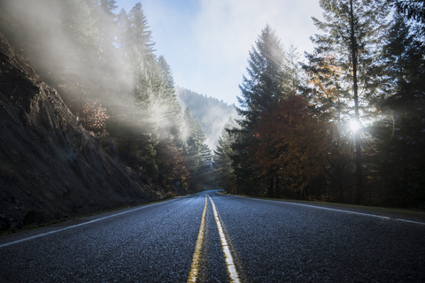 USA, Oregon, Klamath County, road in Crater Lake National Park stock photo