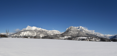 Austria, Styria, Salzkammergut, Bad Aussee, Ausseerland, left Loser, right Tressenwand stock photo