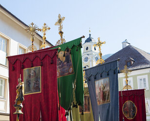 Austria, Salzkammergut, Mondseeland, Gonfalons, Corpus Christi procession - WWF04032