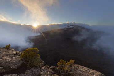 La Réunion, Nationalpark La Réunion, Schildvulkan Piton de la Fournaise, Blick vom Pas de Bellecombe, Sonnenaufgang - FOF09614