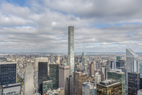 USA, New York City, Manhattan, Stadtbild von der Aussichtsplattform Top of the Rock aus gesehen, lizenzfreies Stockfoto