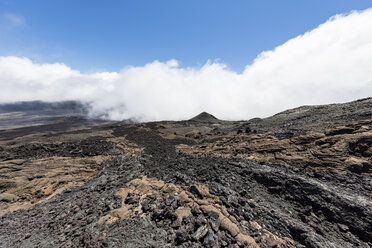 La Réunion, Nationalpark La Réunion, Schildvulkan Piton de la Fournaise, Caldera Enclos Fouque und Rempart, Lavafeld, AA-Lava über Pahoehoe-Lava - FOF09653