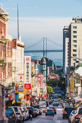 USA, California, San Francisco, Chinatown, Bay Bridge - WVF00882