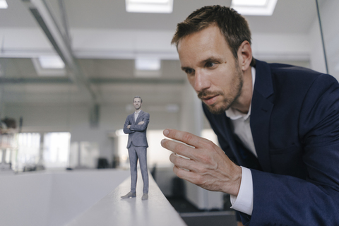 Businessman watching his §D portrait stock photo