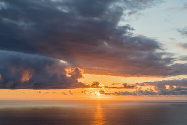 Reunion, West Coast, Saint-Leu, Sunset over sea - FOF09683