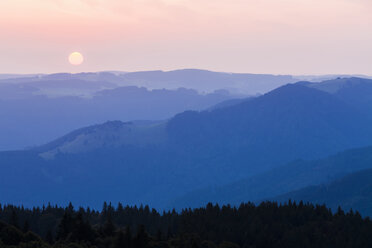 Germany, Baden-Wurttemberg, Black Forest, View from Schauinsland at sunrise - WDF04276