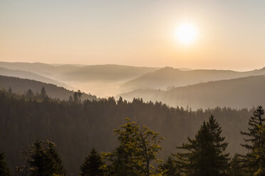 Germany, Baden-Wurttemberg, Black Forest, View from Schliffkopf mountain at sunrise - WDF04286