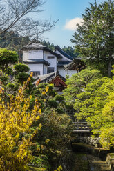 Japan, Koya-san, building exterior and park - THAF02077