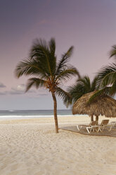 Carribean, Dominican Republic, Punta Cana, Playa Bavaro, beach at sunset - GFF01058