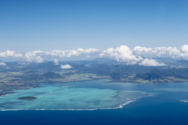 Mauritius, Indian Ocean, Aerial view of East Coast, Mahebourg and Island Ile Aux Aigrettes - FOF09686