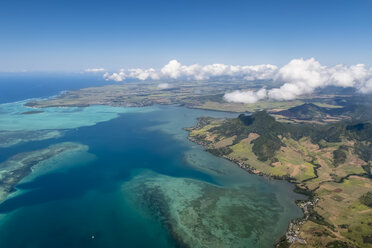 Mauritius, Indian Ocean, Aerial view of East Coast, Mahebourg and Island Ile Aux Aigrettes - FOF09687