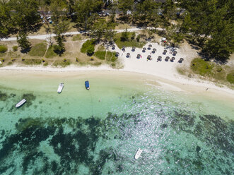 Mauritius, East Coast, Indian Ocean, Aerial view of beach Belle Mare - FOF09709