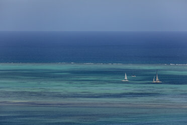 Mauritius, Indian Ocean, catamarans, aerial view - FOF09727