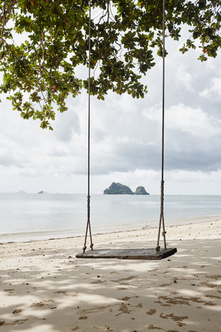 Thailand, Ko Yao Noi, swing on the beach stock photo