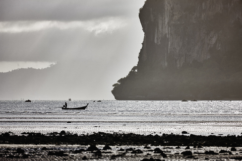 Thailand, Ko Yao Yai, silhouette of fishing boat on the sea stock photo