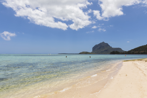 Mauritius, South Coast, Le Morne with Mountain Le Morne Brabant, beach stock photo