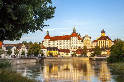 Germany, Bavaria, Neuburg an der Donau, Castle and Danube river stock photo