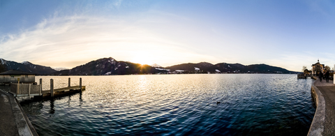 Germany, Bavaria, Tegernsee at sunset stock photo