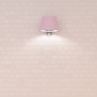Pink wall lamp at brick wall, 3d rendering - UWF01344