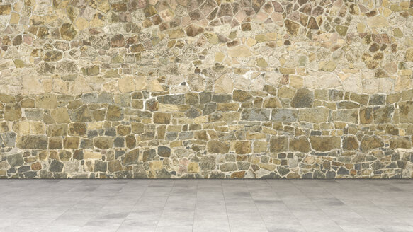 Natursteinmauer, 3d-Rendering - UWF01351