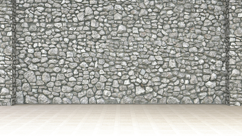 Empty room with stone wall and wooden floor, 3d rendering stock photo