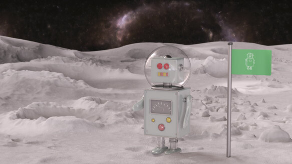 Roboter auf Planet im Universum, 3d Rendering - UWF01368