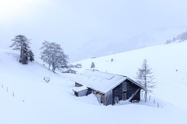 Austria, Salzburg State, Osterhorn group, mountain hut in winter - HAMF00261