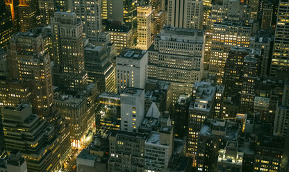 USA, New York, Manhattan, high-rise buildings at night - DAPF00882